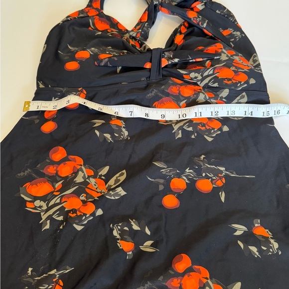 Cocoship Black Orange Print Tie Halter Swimdress 3XL - Picture 8 of 11